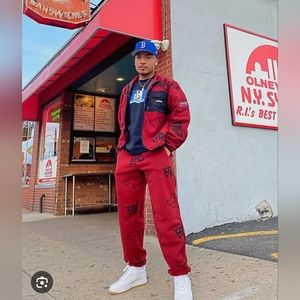 Primitive x Naruto Shippuden II Akatsuki Burgundy Fleece Zip Up Jacket Sz M